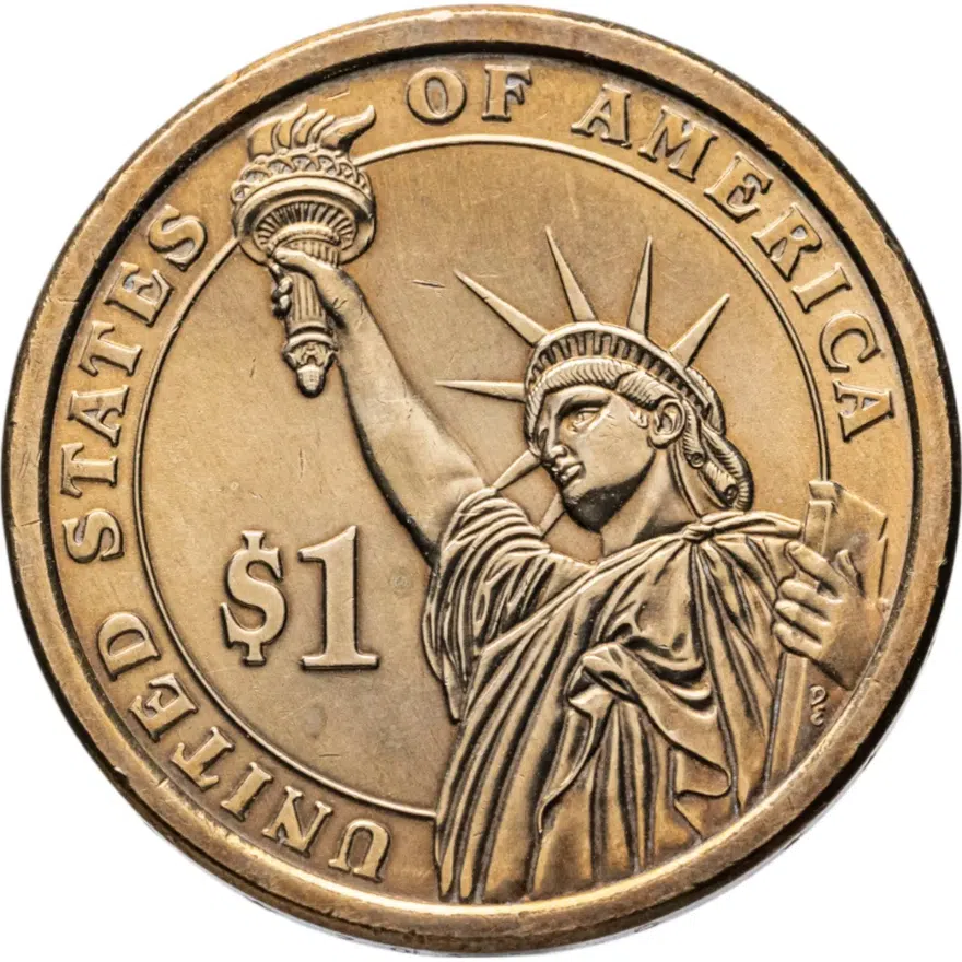 США 1 доллар (dollar) 2010 D Президент США - Франклин Пирс (1853-1857) знак монетного двора: "D" - Денвер
