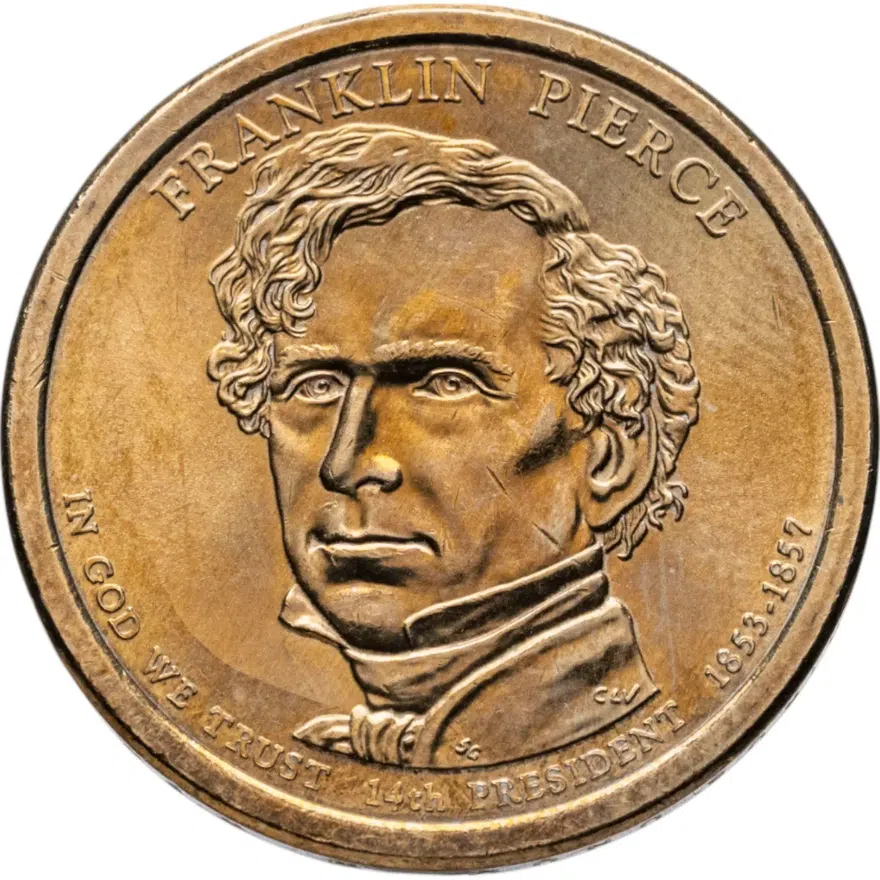 США 1 доллар (dollar) 2010 D Президент США - Франклин Пирс (1853-1857) знак монетного двора: "D" - Денвер, реверс