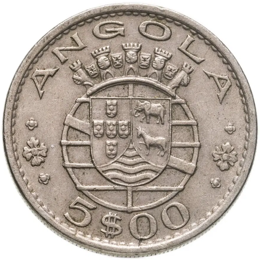Португальская Ангола 5 эскудо (escudos) 1972, реверс