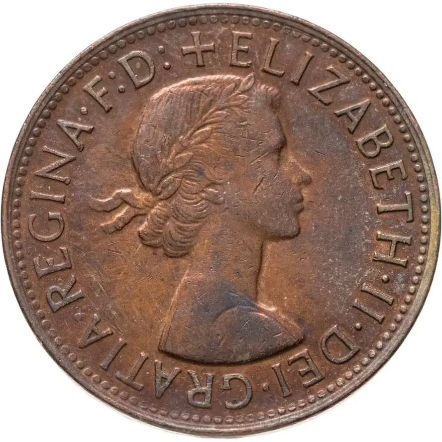 Австралия 1 пенни (penny) 1956   Без точки после "PENNY" - Монетный двор Мельбурна, реверс