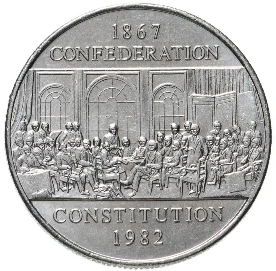 Канада 1 доллар (dollar) 1982 "115 лет конституции Канады", аверс