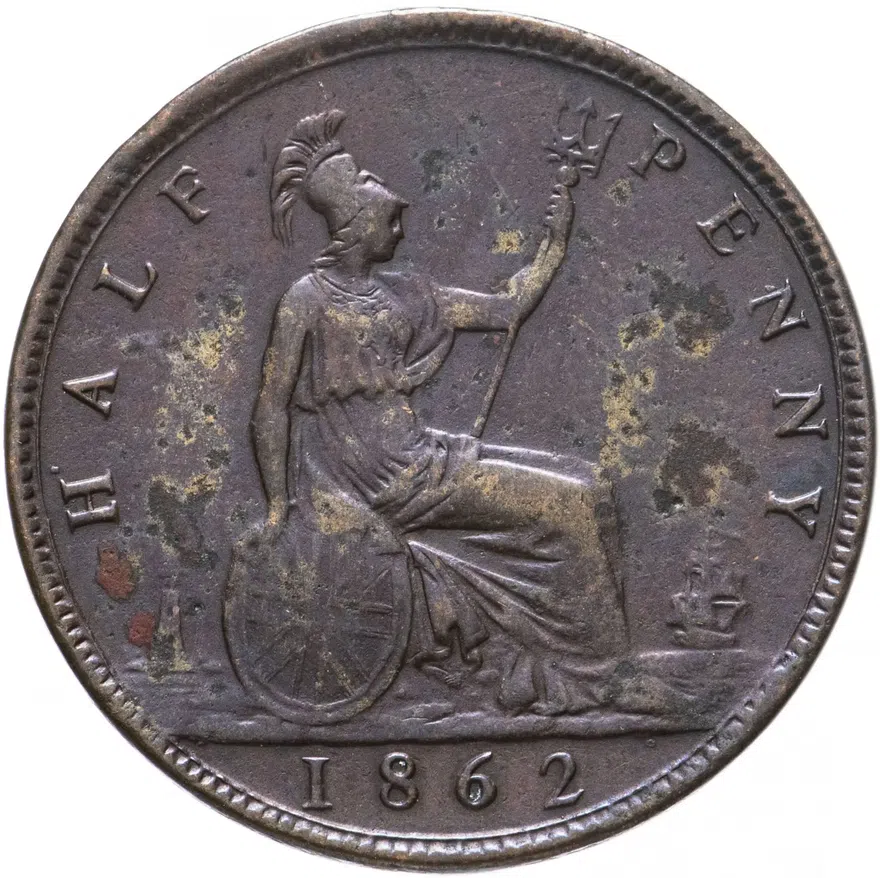 Великобритания 1/2 пенни (penny) 1862