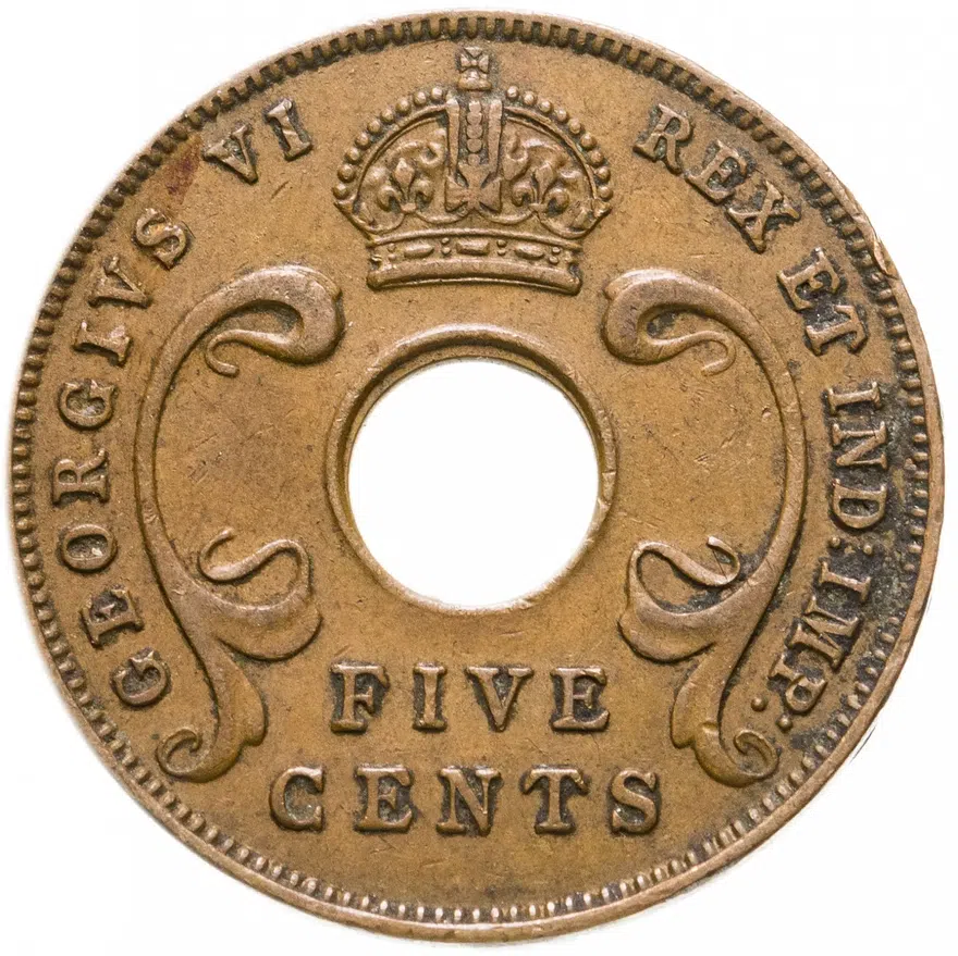 Британская Восточная Африка 5 центов (cents) 1942, аверс