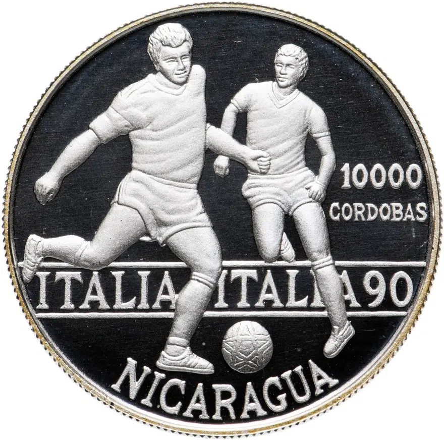 Никарагуа 10000 кордоб (cordobas) 1990  Чемпионат мира по футболу 1990