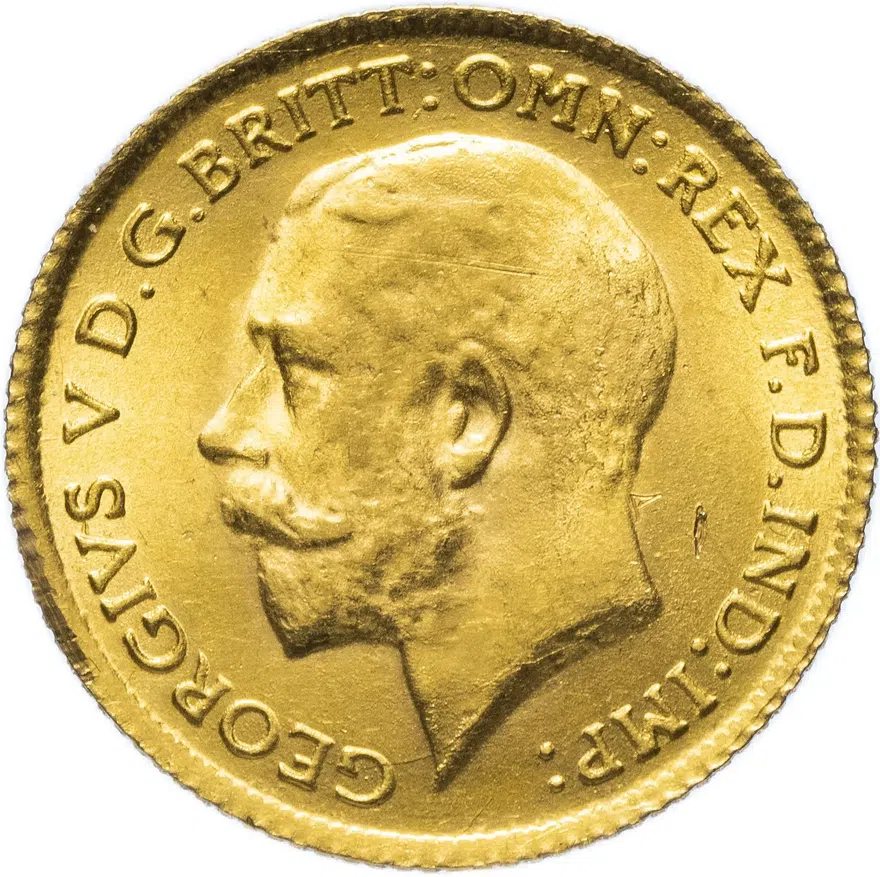 Великобритания 1/2 соверена (полсоверена, half sovereign) 1913, аверс