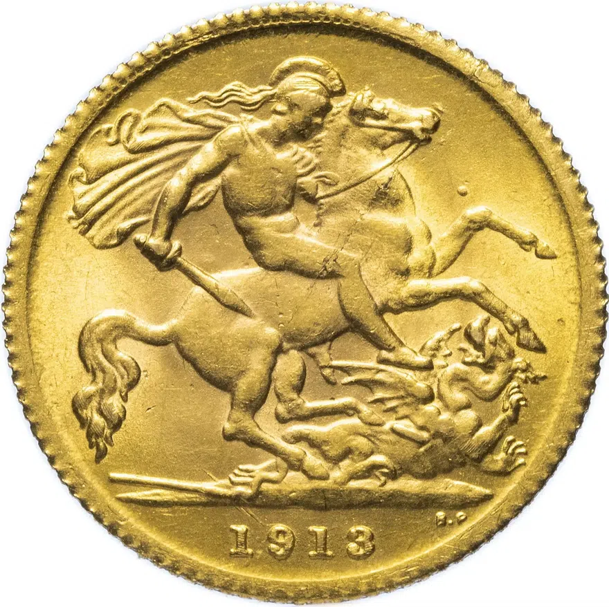 Великобритания 1/2 соверена (полсоверена, half sovereign) 1913, реверс