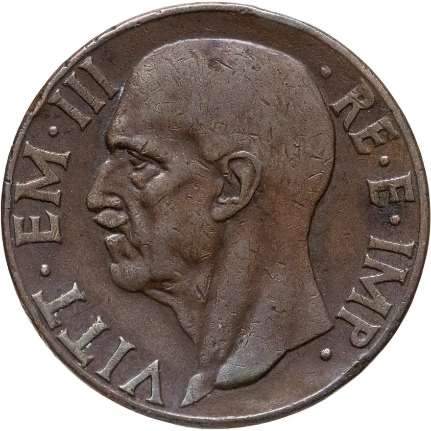 Италия 10 чентезимо (centesimi) 1939  Медь /красный цвет/, реверс