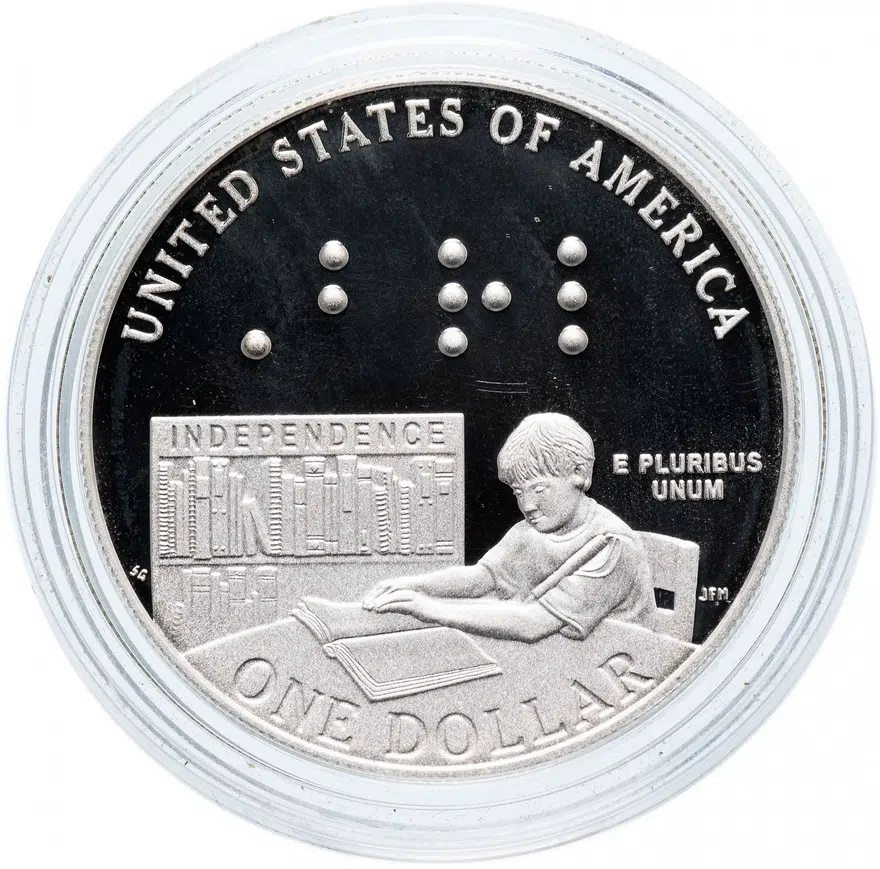 США 1 доллар (dollar) 2009 "200 лет со дня рождения Луи Брайля", реверс