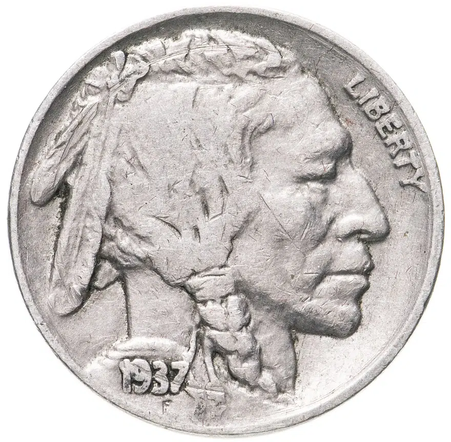 США 5 центов (cents) 1937  Buffalo Nickel Без отметки монетного двора