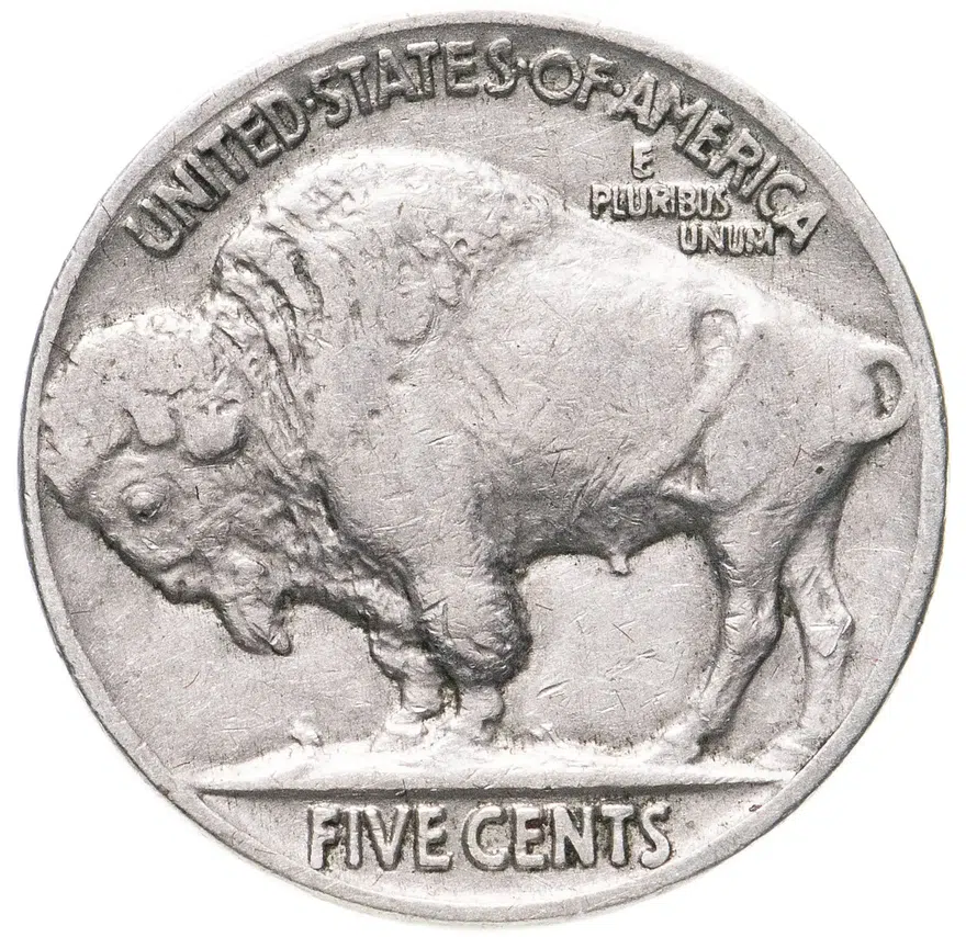 США 5 центов (cents) 1937  Buffalo Nickel Без отметки монетного двора, реверс