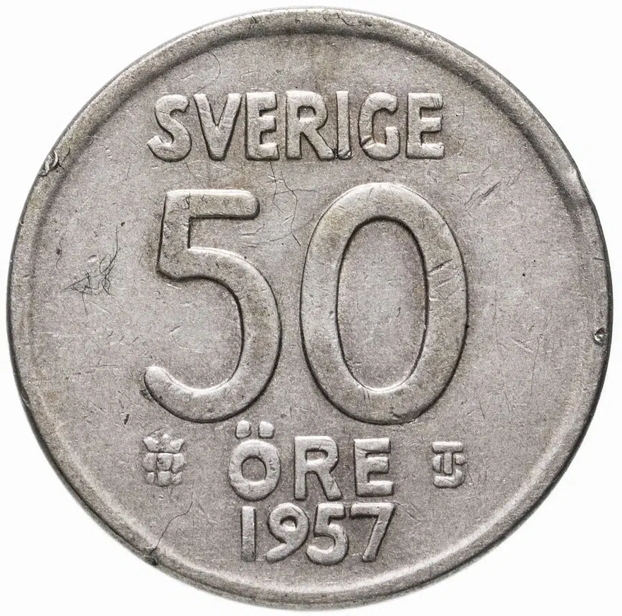 Швеция 50 эре (ore) 1957, аверс