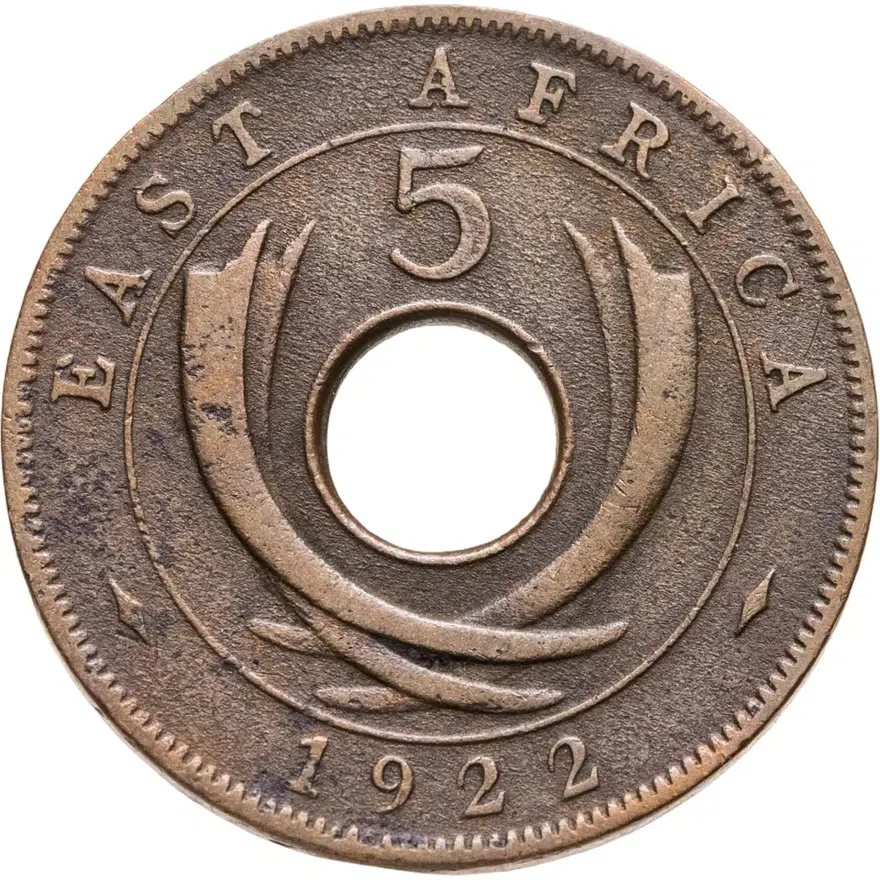 Британская Восточная Африка 5 центов (cents) 1922, аверс