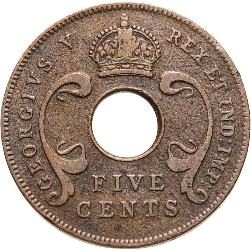 Британская Восточная Африка 5 центов (cents) 1922, реверс
