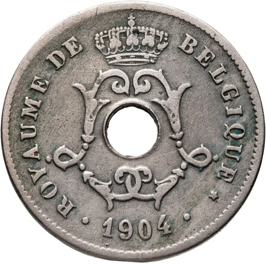 Бельгия 10 сантимов (centimes) 1904  Надпись на французском - 'BELGIQUE'