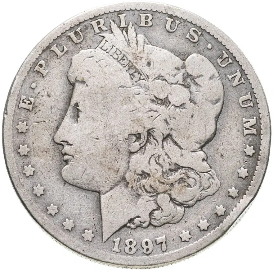 США 1 доллар Моргана (dollar) 1897, знак монетного двора: "O" - Новый Орлеан