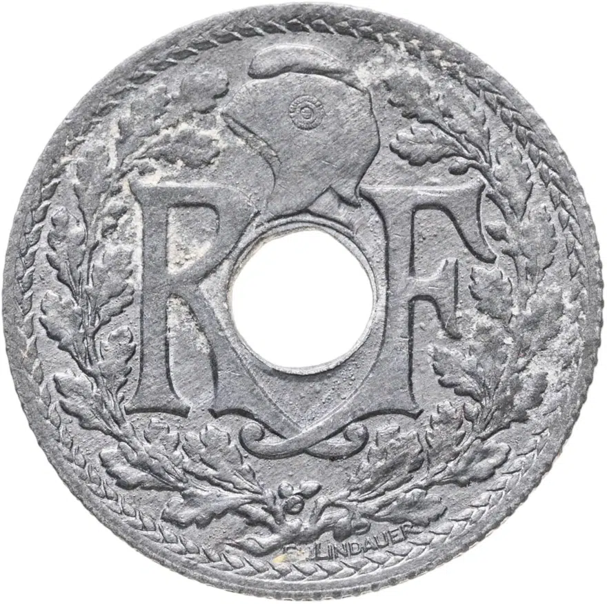 Франция 10 сантимов (centimes) 1941   Точки до и после 1941, реверс