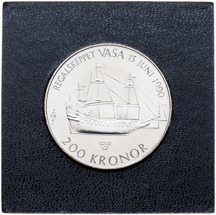 Швеция 200 крон (korun) 1990  Боевой корабль "Васа", реверс