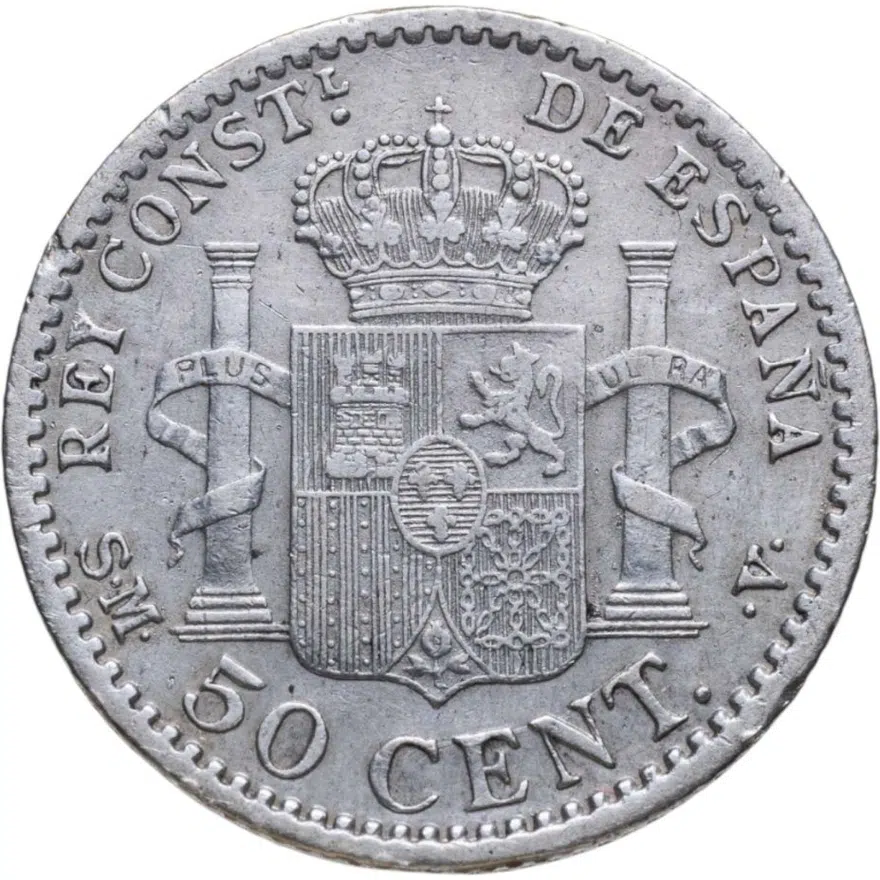 Испания 50 сентимо (centimos) 1900, реверс