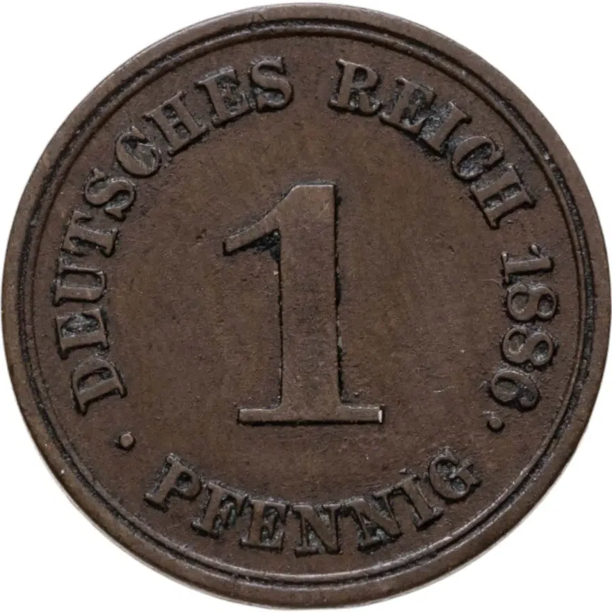 Германия 1 пфенниг (pfennig) 1886 E  знак монетного двора: "E" - Дрезден