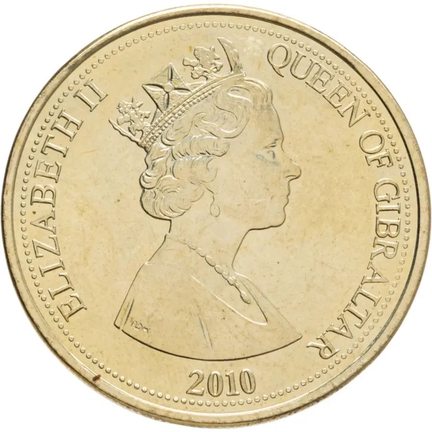 Гибралтар 5 фунтов (pounds) 2010, аверс