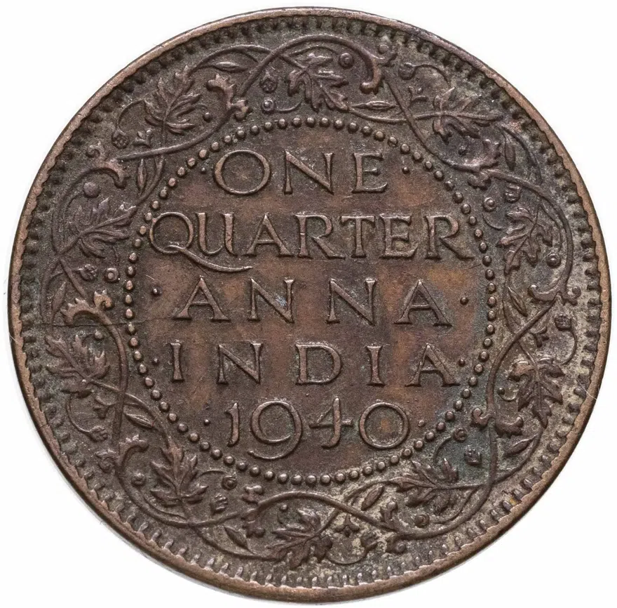 Индия (Британская) 1/4 анны (anna) 1940, аверс