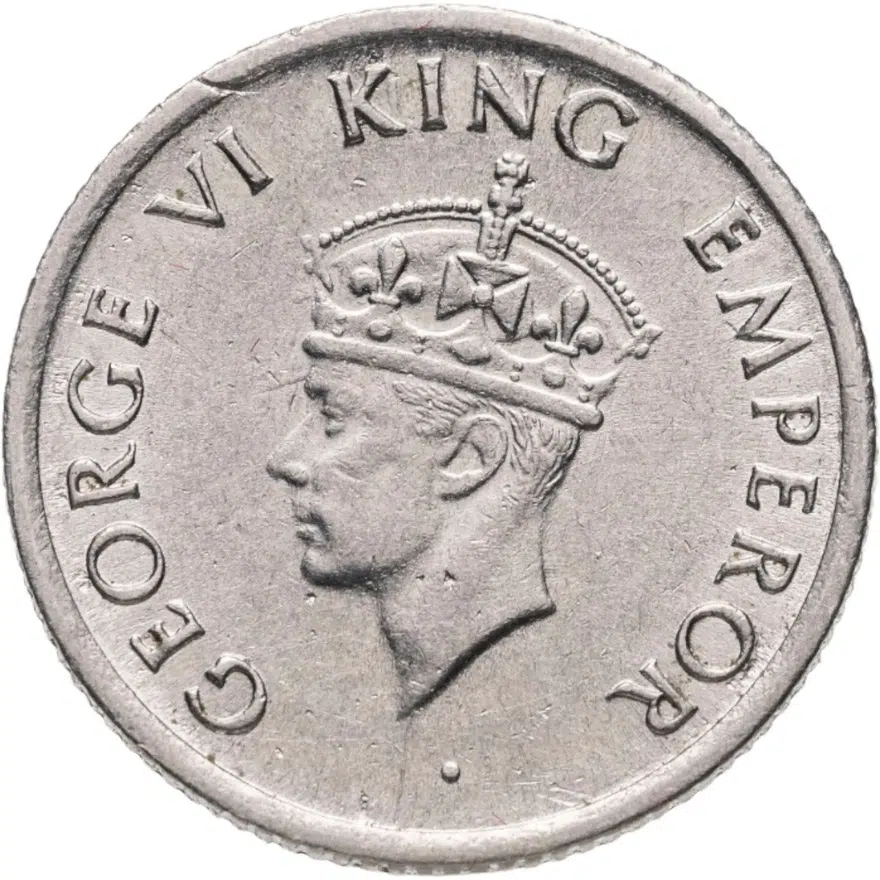 Индия (Британская) 1/4 рупии (rupee) 1947, реверс