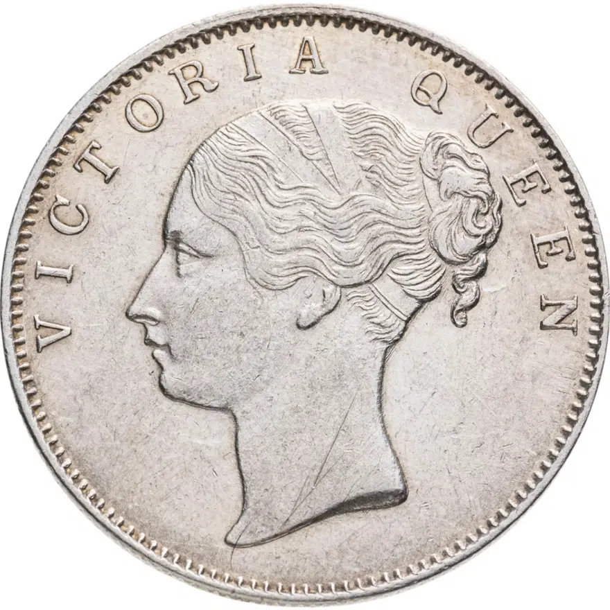 Индия (Британская) 1 рупия (rupee) 1840   "VICTORIA QUEEN" над головой