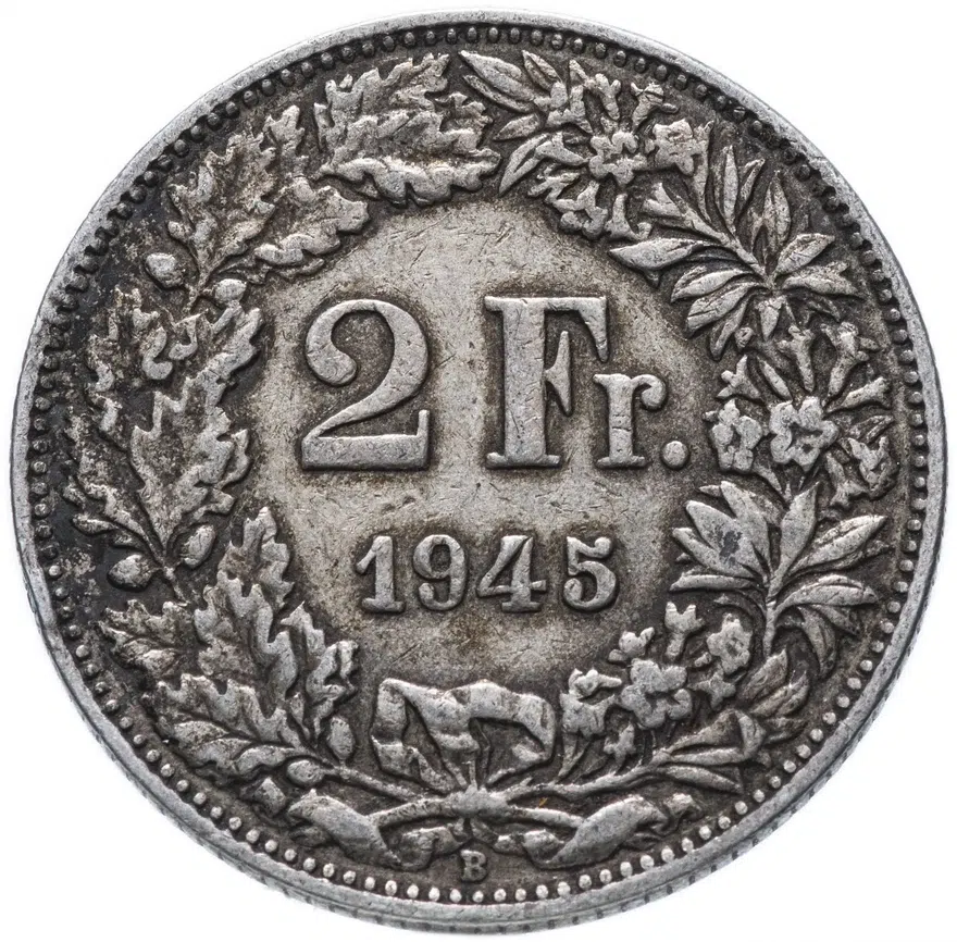 Швейцария 2 франка 1945
