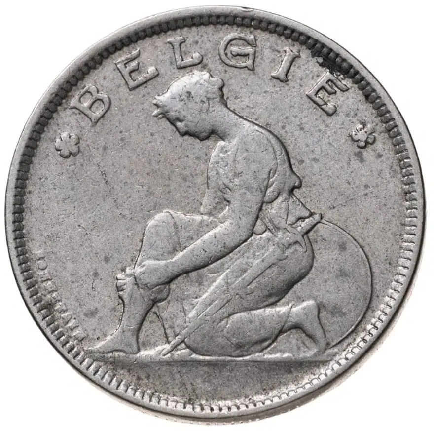 Бельгия 2 франка (francs) 1924  Надпись на голландском - 'BELGIË', реверс