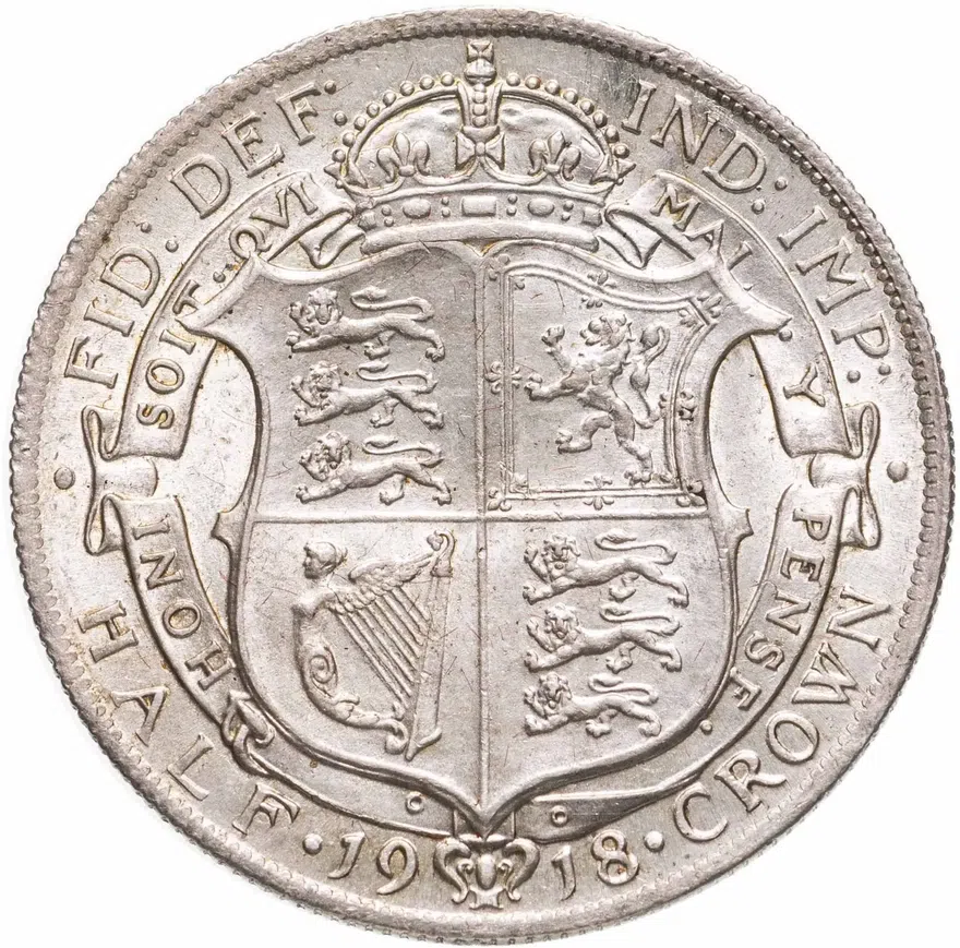 Великобритания 1/2 кроны (crown) 1918, реверс