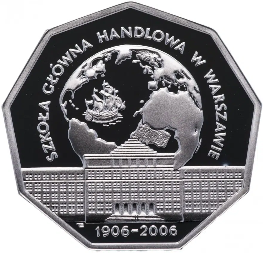 Польша 10 злотых (zlotych) 2006 "100 лет Варшавской школе экономики", реверс