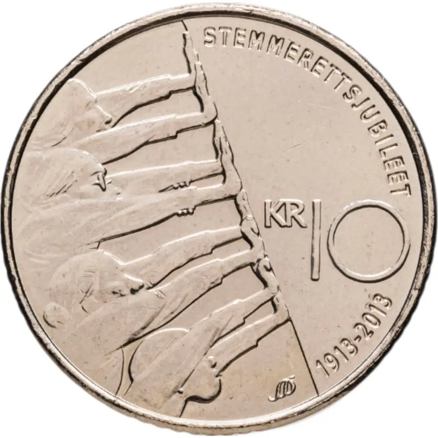 Норвегия 10 крон (kroner) 2013  100 лет всеобщему избирательному праву