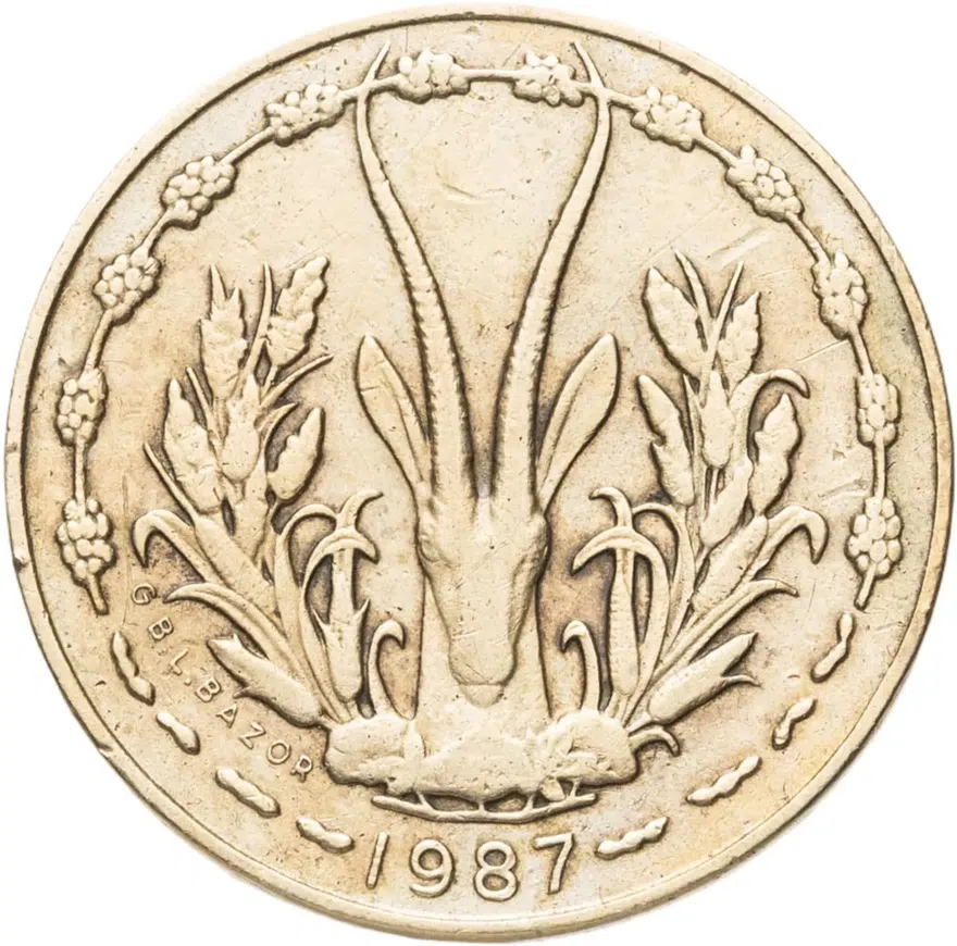 Западная Африка (BCEAO) 5 франков (francs) 1987, реверс