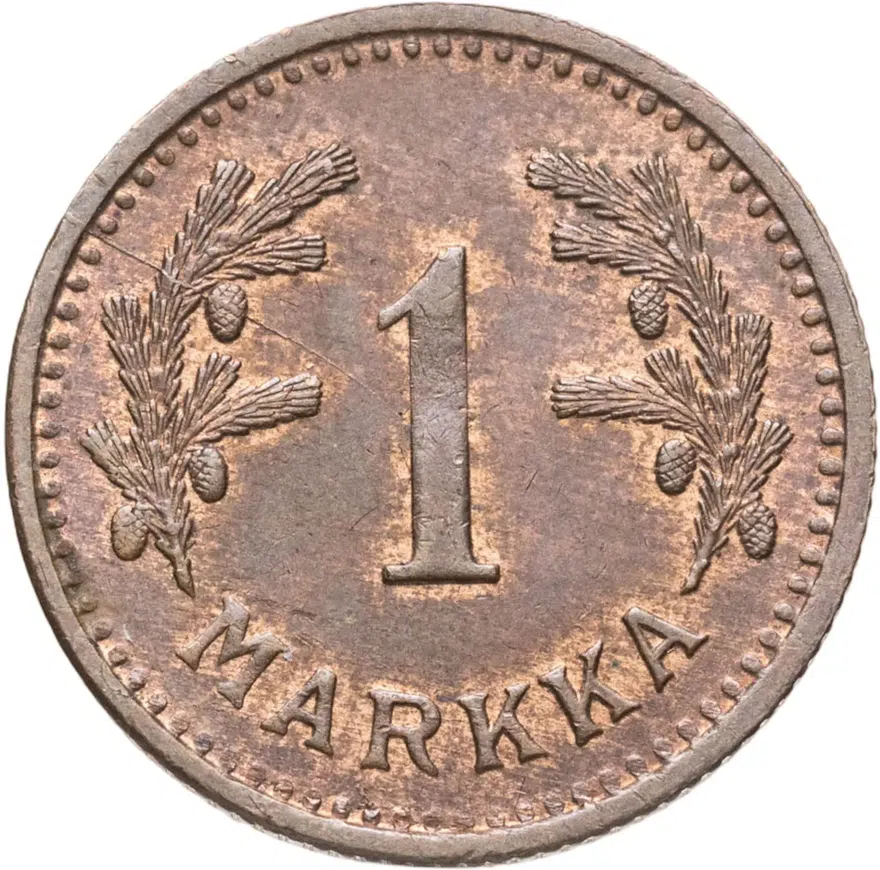 Финляндия 1 марка (markka) 1941, аверс