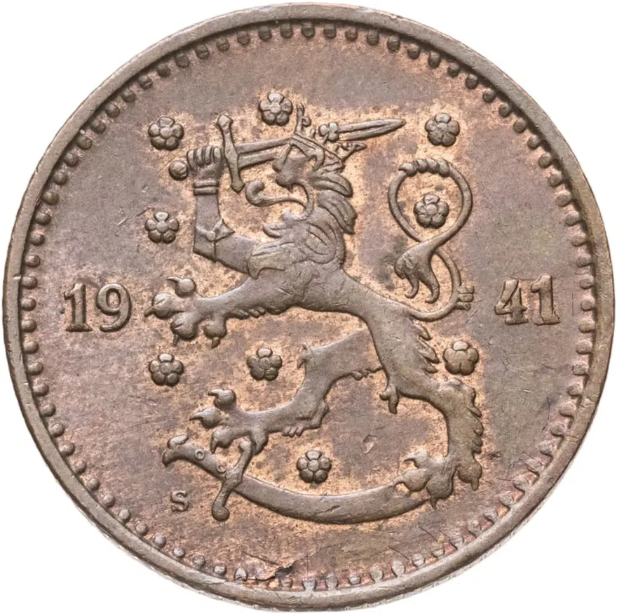 Финляндия 1 марка (markka) 1941, реверс