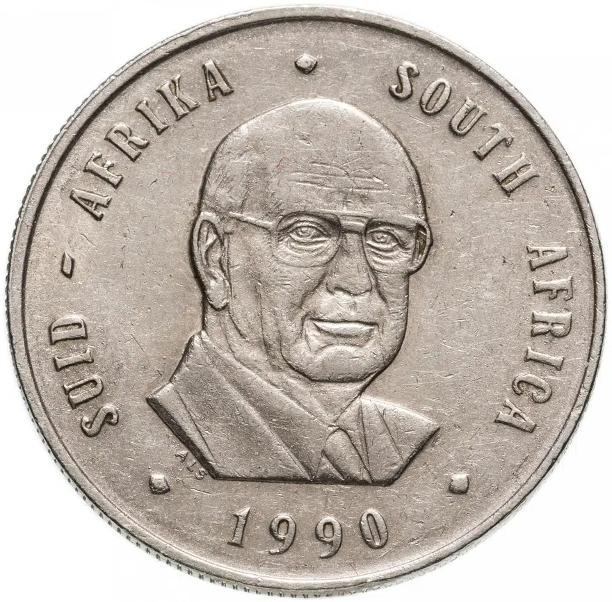 ЮАР 1 ранд (рэнд, rand) 1990  Окончание президентства Питера Виллема Бота /SUID-AFRIKA - SOUTH AFRICA/, аверс