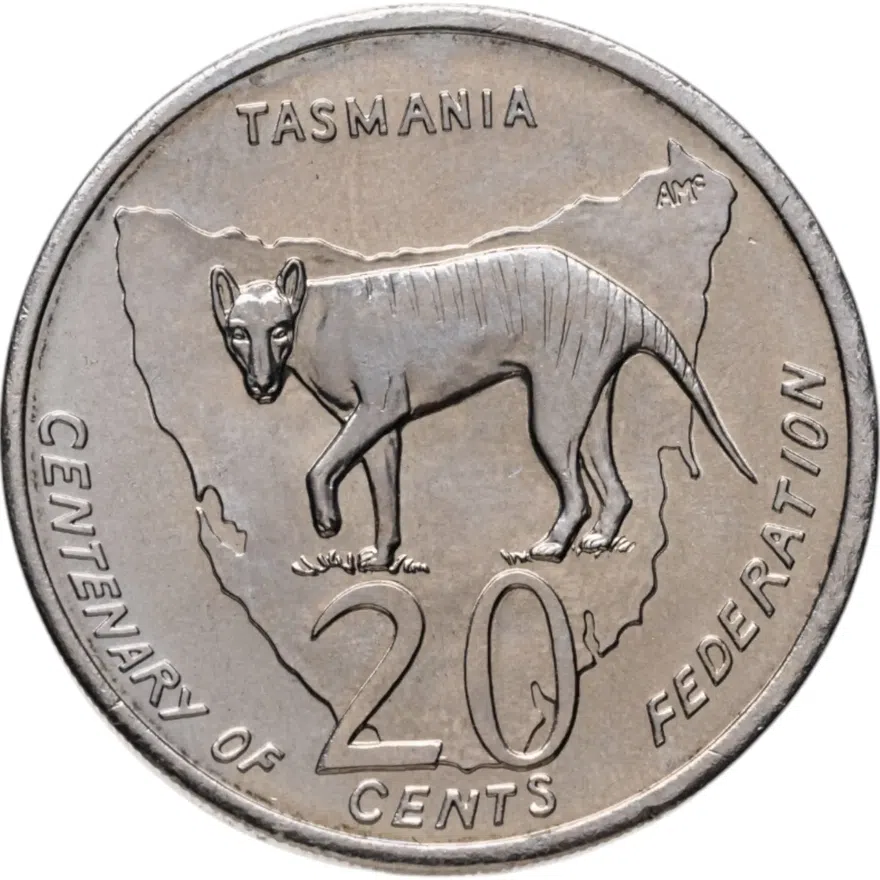 Австралия 20 центов (cents) 2001  Столетие Федерации - Тасмания
