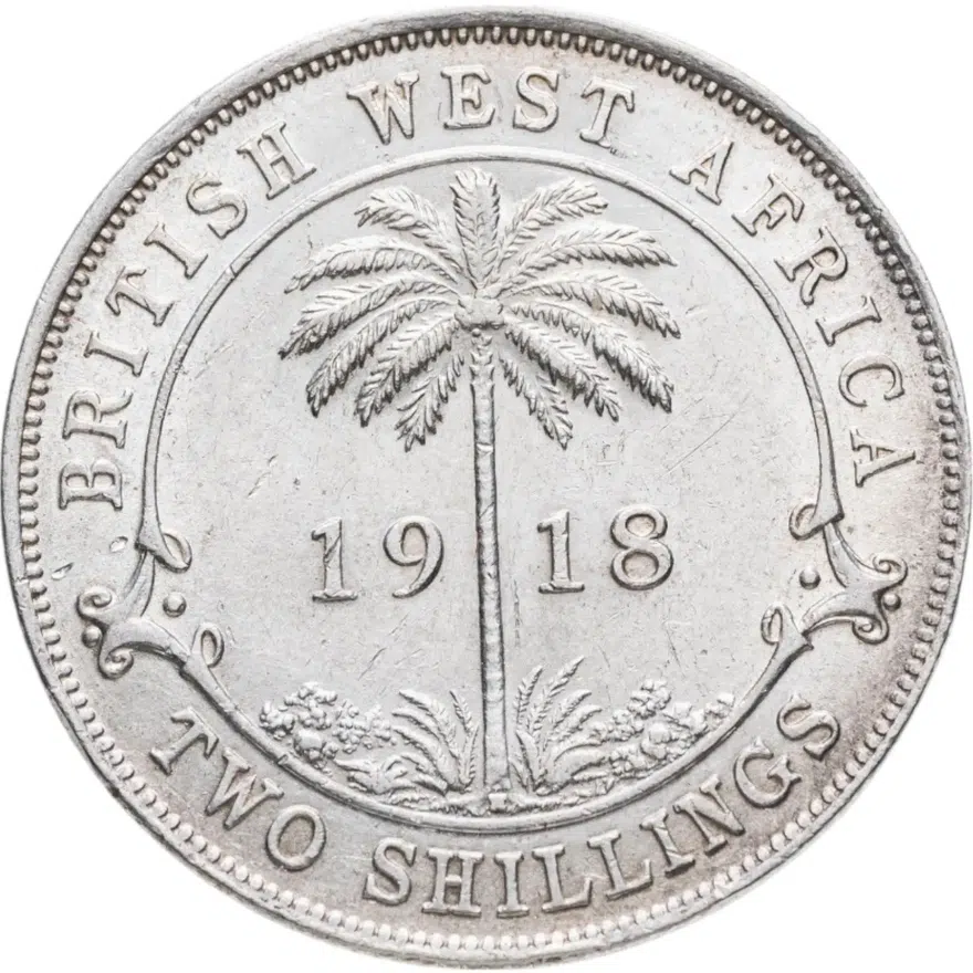 Британская Западная Африка 2 шиллинга (shillings) 1918, аверс
