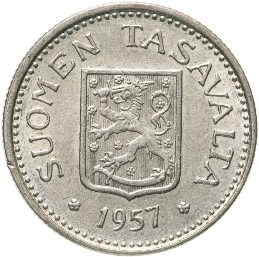 Финляндия 100 марок (markkaa) 1957, реверс