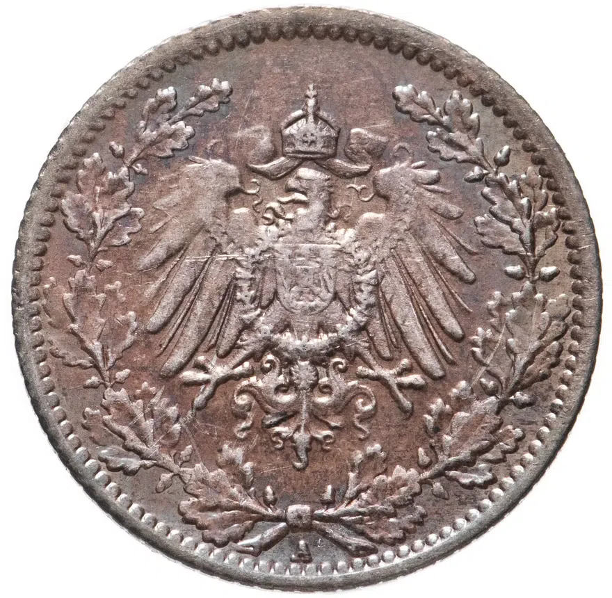 Германия (Германская Империя) 1/2 марки 1919"A", реверс