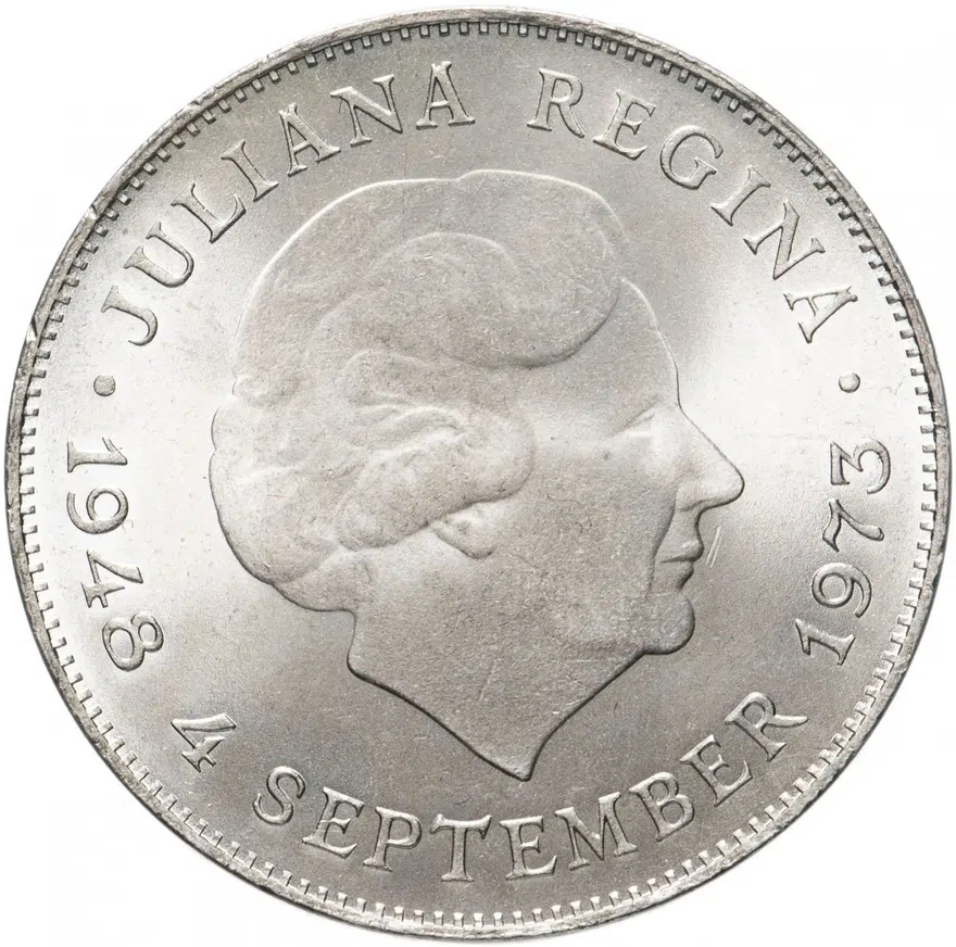 Нидерланды 10 гульденов (gulden) 1973 "25 лет правления Королевы Юлианы", реверс