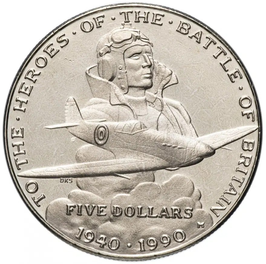 Маршалловы Острова 5 долларов (dollars) 1990 "Военные герои - Герои битвы за Британию"