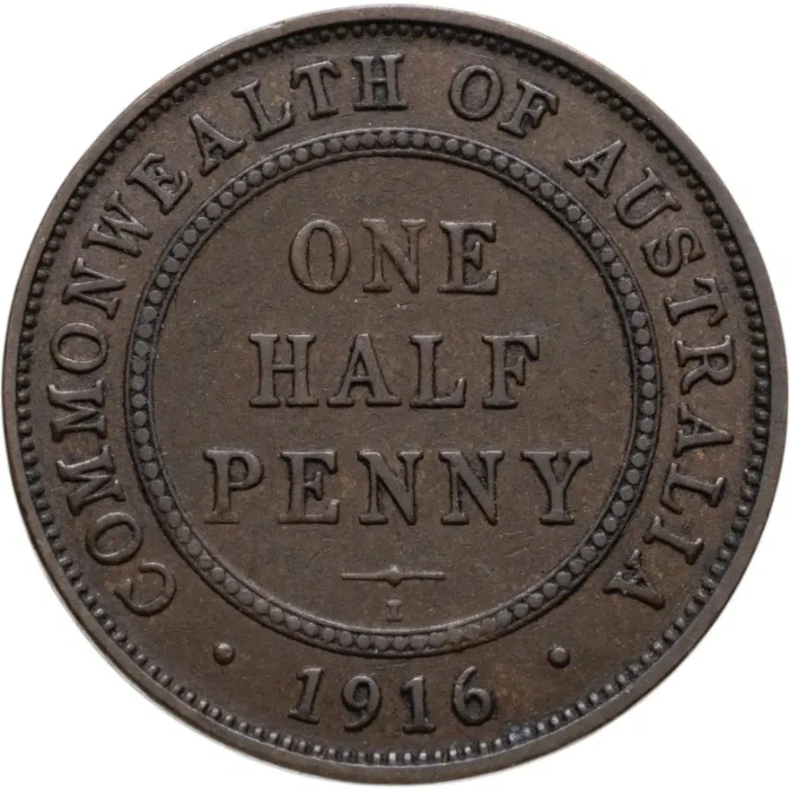 Австралия 1/2 пенни (penny) 1916, реверс