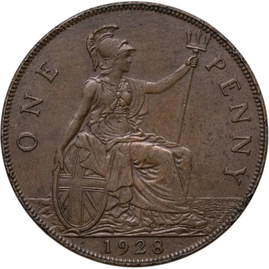 Великобритания 1 пенни (penny) 1928, аверс