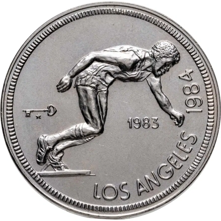Куба 1 песо (peso) 1983  XXIII летние Олимпийские Игры, Лос-Анджелес 1984 - Бег, аверс