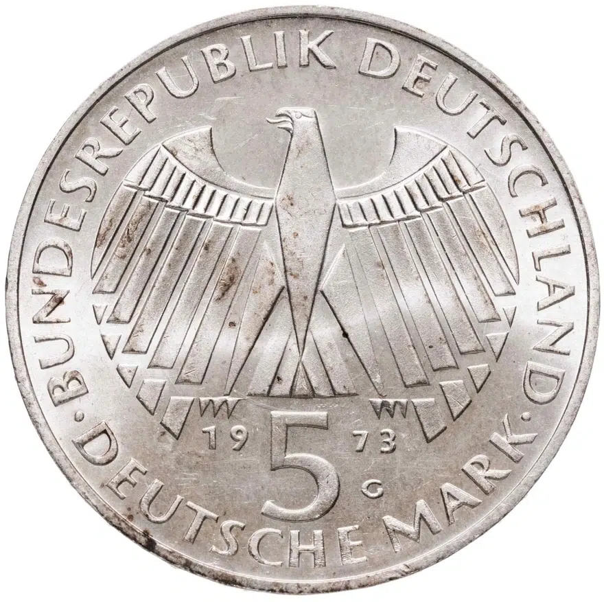 Германия 5 марок 1973 "125 лет со дня открытия Национального Собрания", реверс