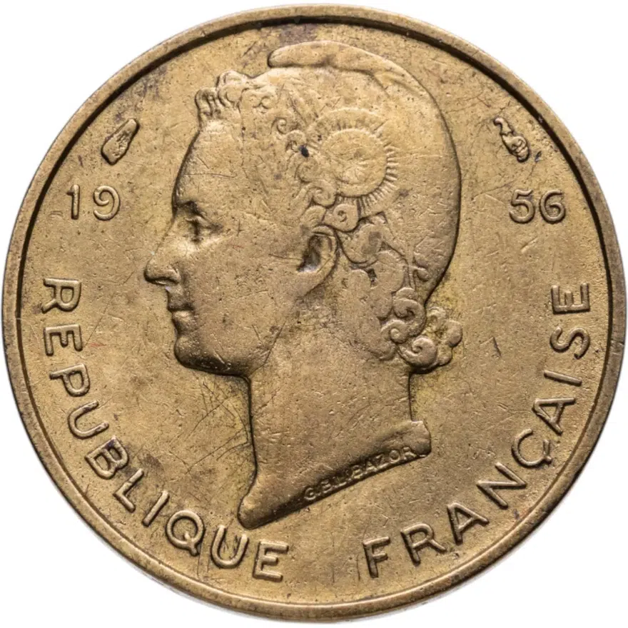 Французская Западная Африка 5 франков (francs) 1956, аверс