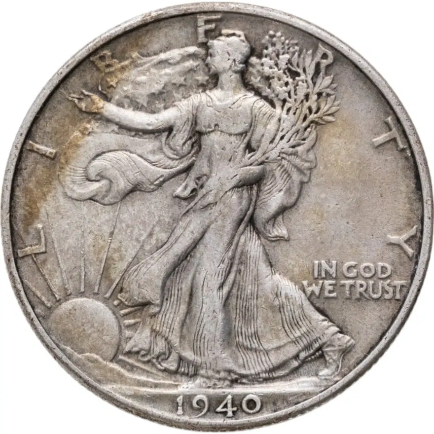 США 50 центов (1/2 доллара, half dollar) 1940  Walking Liberty Half Dollar Без отметки монетного двора, аверс