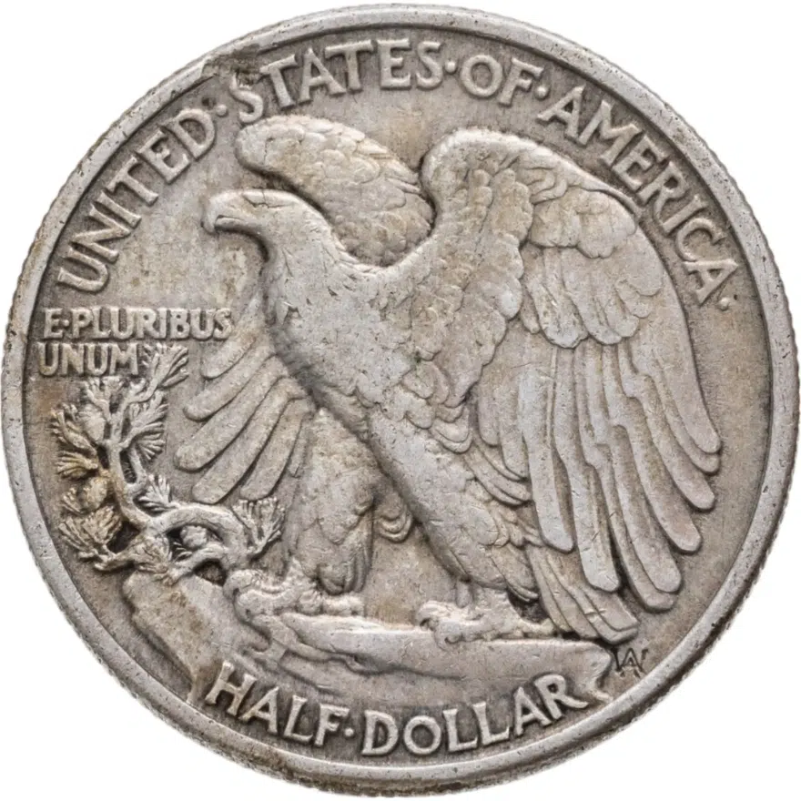 США 50 центов (1/2 доллара, half dollar) 1940  Walking Liberty Half Dollar Без отметки монетного двора, реверс