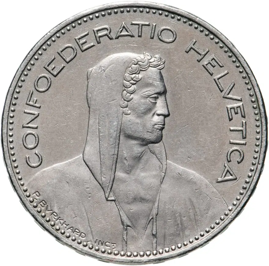 Швейцария 5 франков (francs) 1994, реверс